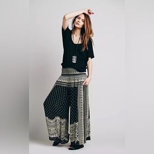 Free People Black and White Wide Leg Pants